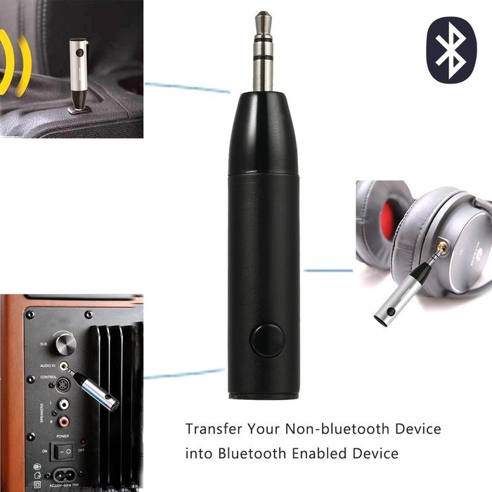 ESYNIC Bluetooth Receiver Adapter Mini Wireless Bluetooth 4.1 Car Kit 3.5mm Music AUX Audio Adaptor Hands-free... N12