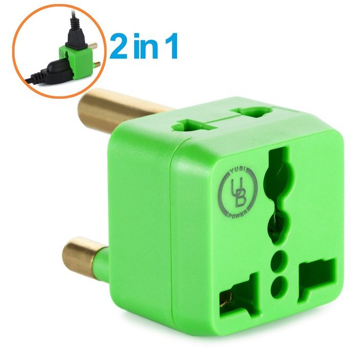 Yubi Power 2 in 1 Universal Travel Adapter with 2 Universal Outlets - Built in Surge Protector - 5 Pack - Black... N9