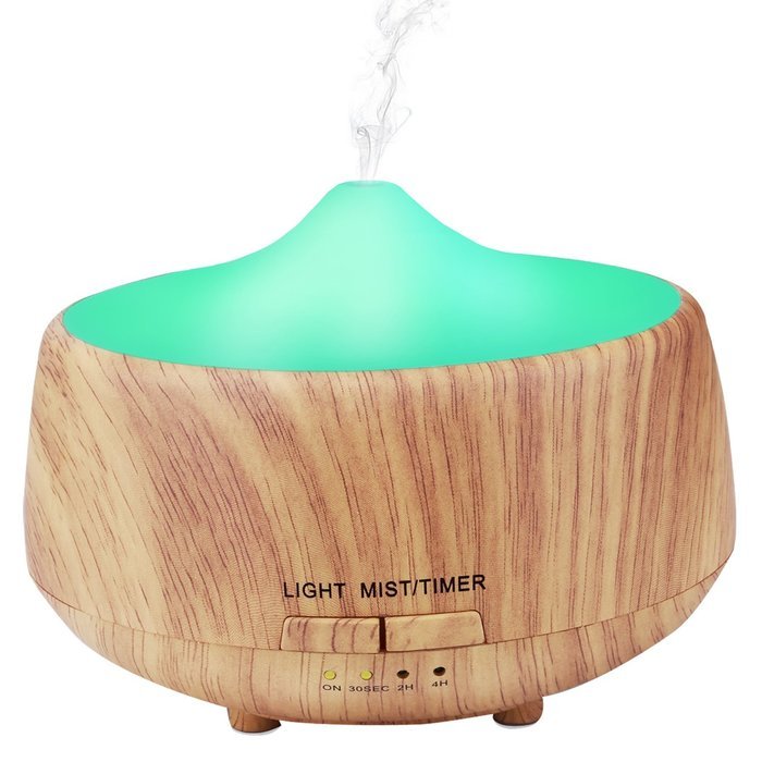 Essential Oil Diffuser, Angozo 250ml Wood Grain Aroma Humidifier Aromatherapy Diffuser with 7 Color LED Lights...