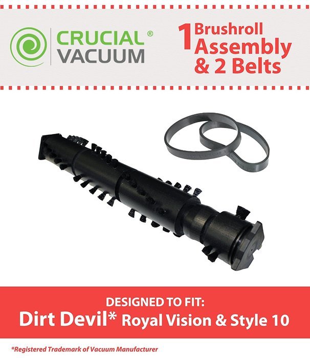 1 Dirt Devil Royal Vision Replacement Brushroll & 2 Style 10 Belts, Fits Vision Swivel Glide Bagless, Vision Turbo...