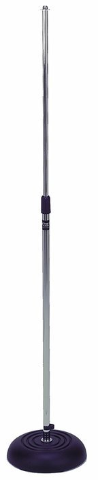 Audio2000'S AST427 Chrome Floor Microphone Stand with Cast-Iron Round Base and Adjustable Height