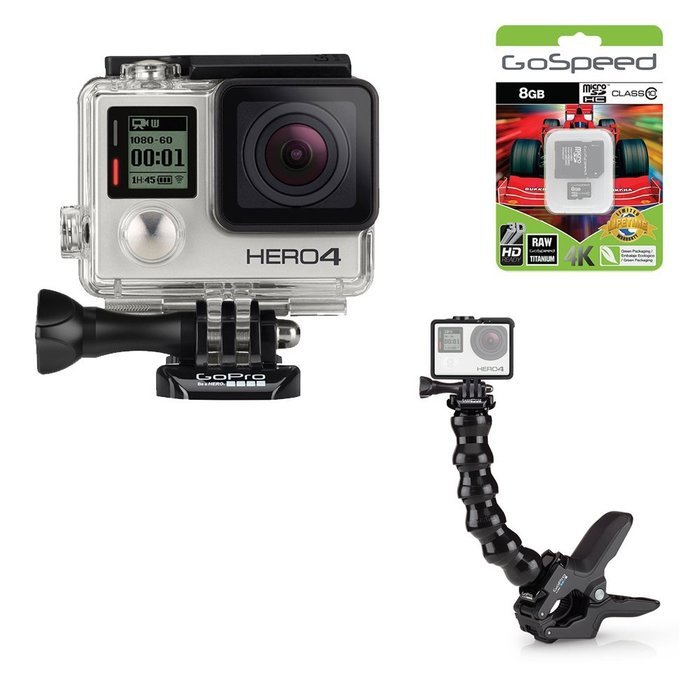 GoPro Hero4 Hero 4 12MP Full HD 4K 30fps 1080p 120fps Built-In Wi-Fi Waterproof Wearable Camera Black Adventure... N94