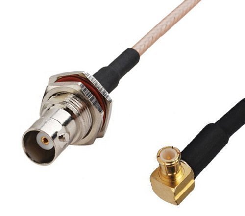 DHT Electronics RF coaxial coax cable assembly BNC female to MCX male right angle 6'' N2
