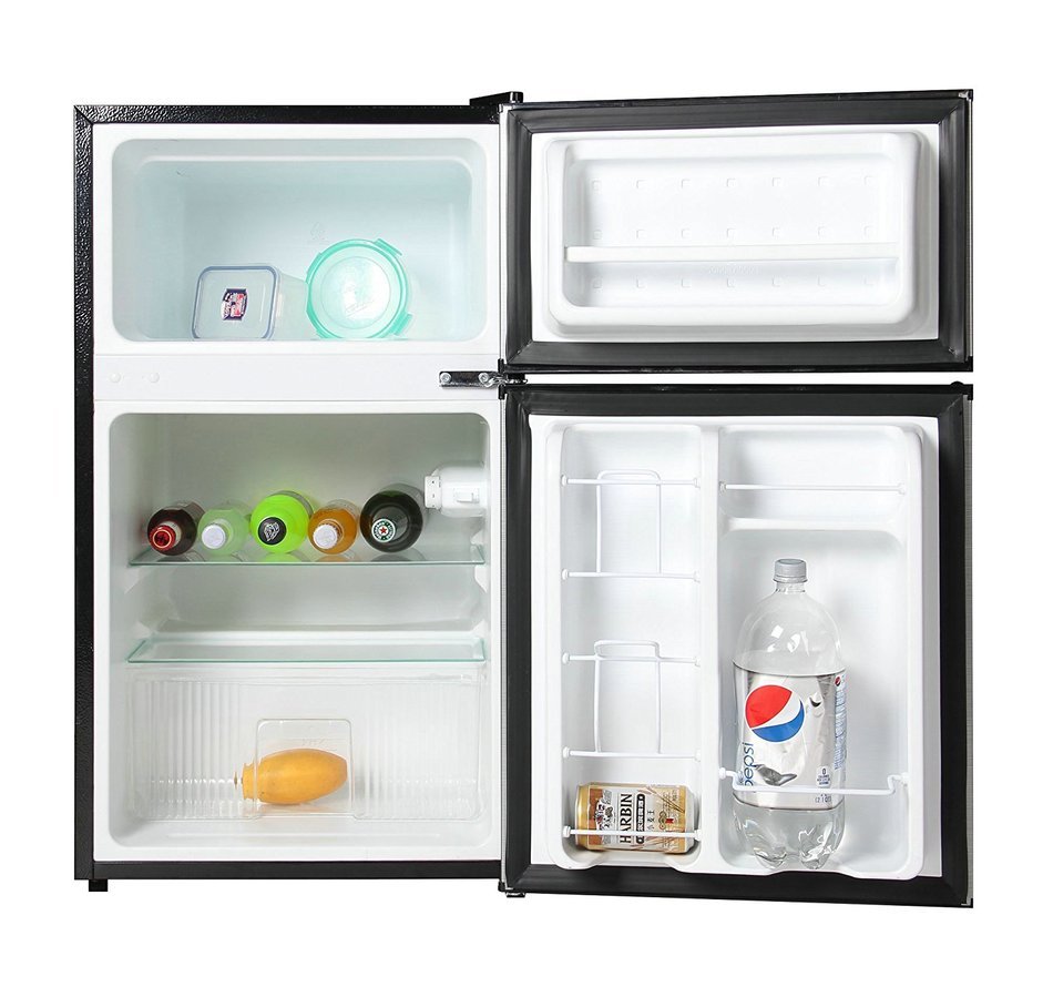 Midea WHD-113FB1 Compact Reversible Double Door Refrigerator and Freezer, 3.1 Cubic Feet, Black N4
