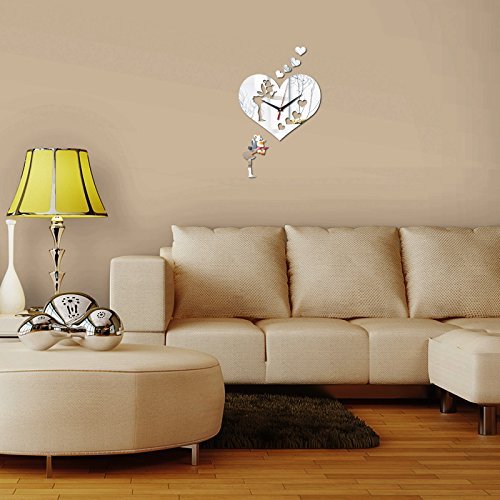 EverTrust(TM) sale wall clocks new 3d diy home decor mirror fairy hearts art stickers safe watch Acrylic Living... N2