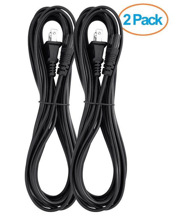 Aurum Cables UL Approved 15 Feet Slot Power Cord ,2 Prong Figure 8 Power Cord Non Polarized Power Cable NEMA 1... N3