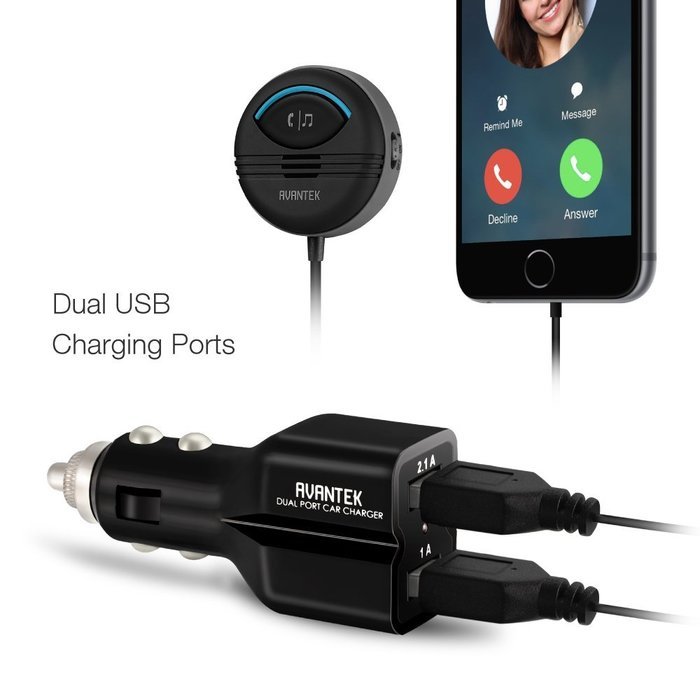 AVANTEK BC-Q7 Bluetooth 4.0 Hands-Free Car Kit Wireless Audio Receiver, Music Streaming, 3.5 mm Aux Input Jack... N3