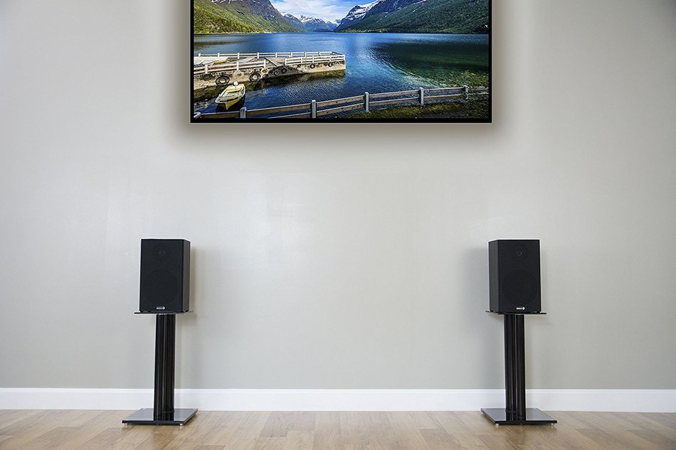 VIVO Premium Universal Floor Speaker Stands Dual Pillar for Surround Sound & Book Shelf Speakers (STAND-SP01S) N8