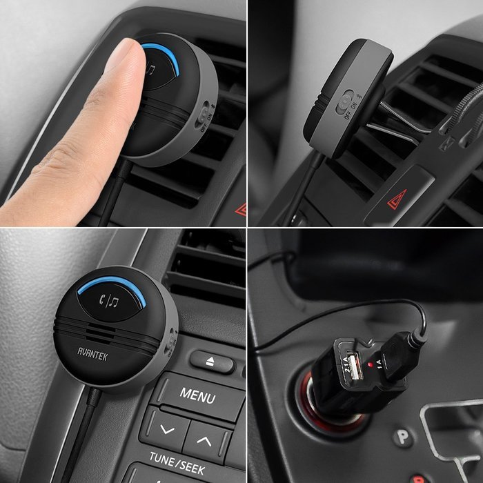 AVANTEK BC-Q7 Bluetooth 4.0 Hands-Free Car Kit Wireless Audio Receiver, Music Streaming, 3.5 mm Aux Input Jack... N4