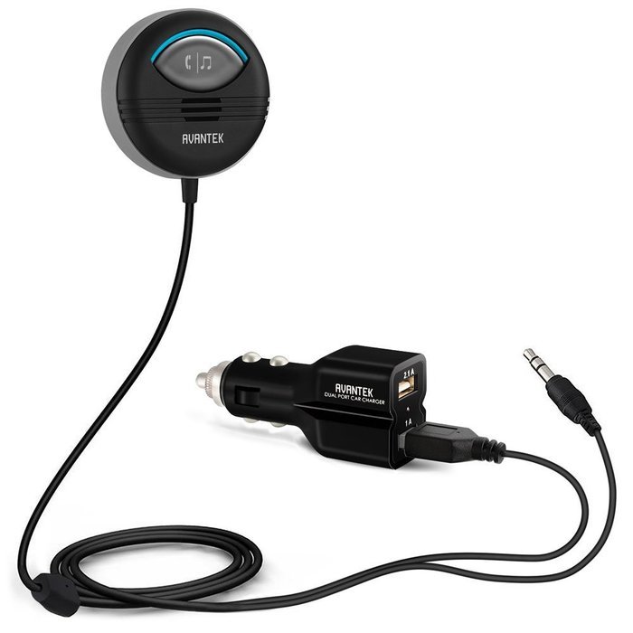 AVANTEK BC-Q7 Bluetooth 4.0 Hands-Free Car Kit Wireless Audio Receiver, Music Streaming, 3.5 mm Aux Input Jack... N5