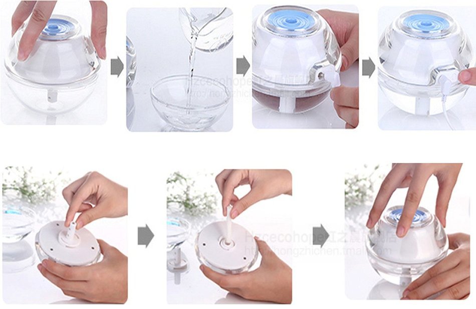"Aiqite" Crystal Charming Pink Night Light and Humidifier (WTSJ-Crystal-03)