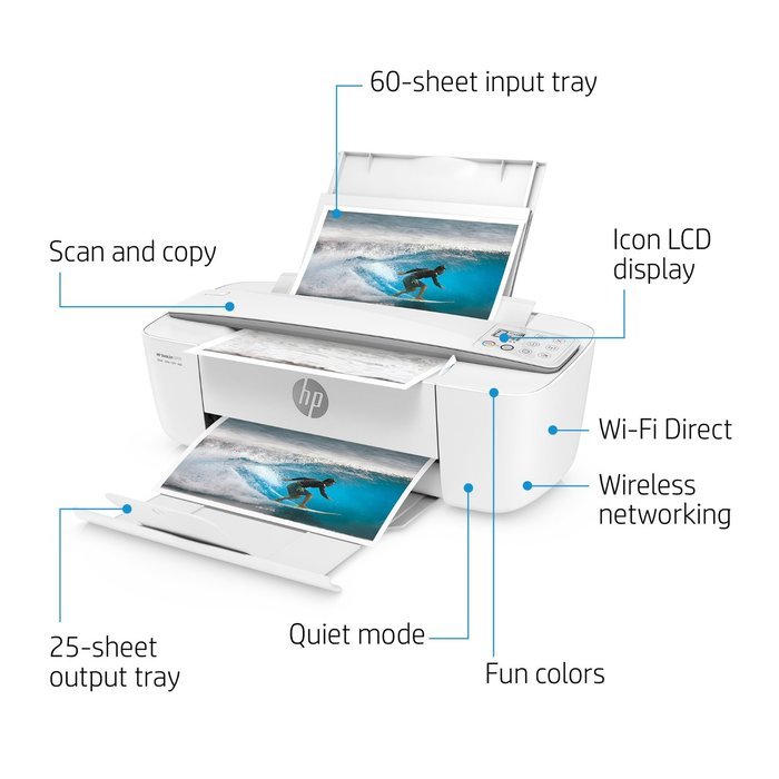 HP DeskJet 3755 Compact All-in-One Photo Printer with Wireless & Mobile Printing, Instant Ink ready - Blue Accent... N36
