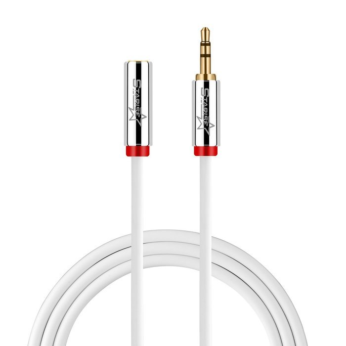 Starise 2 Pack Aux Cable Male to Female 2 Feet- 3.5mm Stereo Audio Extension Cable - Gold Plated Step Down Design... N7