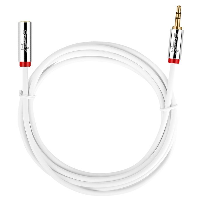 Starise 2 Pack Aux Cable Male to Female 2 Feet- 3.5mm Stereo Audio Extension Cable - Gold Plated Step Down Design... N8