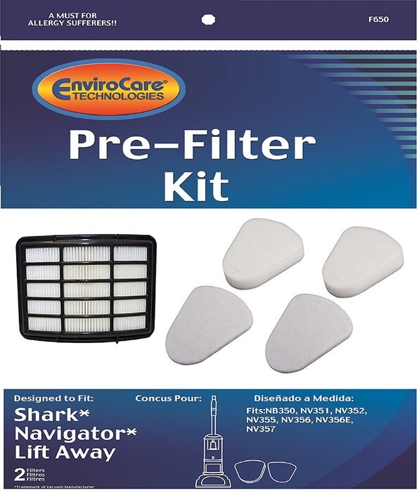 2 Shark Navigator Lift-Away NV350, NV351, NV352, NV355, NV356, NV356E, NV357 Pre-Filter Kits (Containing 2 Foam...