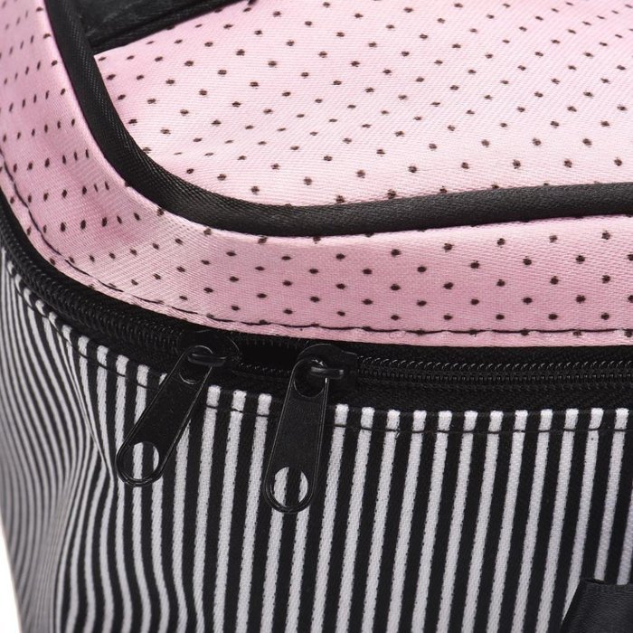 Cosmetic Bag, Bolayu Square Bow Stripe (Hot Pink) N2