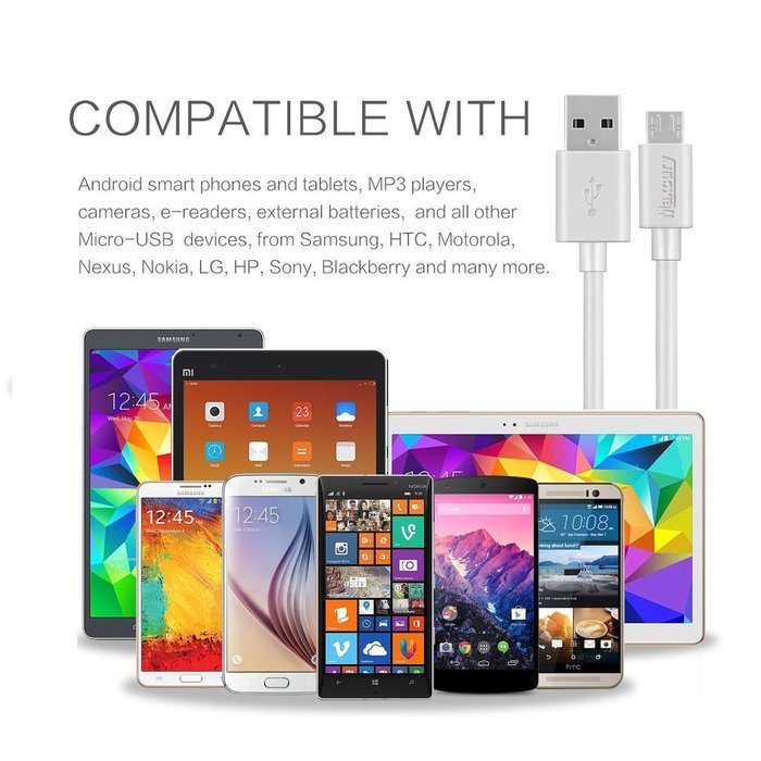 Maxcury&reg; [5-Pack] Premium High Speed Micro USB Cables Extral Short [1ft 0.3m] Extra Long [10.5ft 3.2m] Sync and... N4