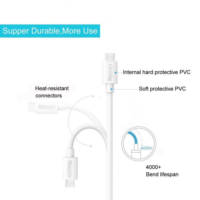 Maxcury&reg; [5-Pack] Premium High Speed Micro USB Cables Extral Short [1ft 0.3m] Extra Long [10.5ft 3.2m] Sync and... N5