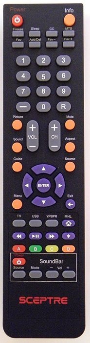 HDTV SCEPTRE 142022370010C Remote Control Controller Replacement For X405BVFMDU X405BV-FMDU X405BVFMQR X405BV-FMQR...