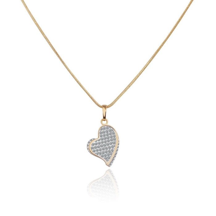 Luxurious Gold Filled elegant women white topaz pendant necklace with gift box N3