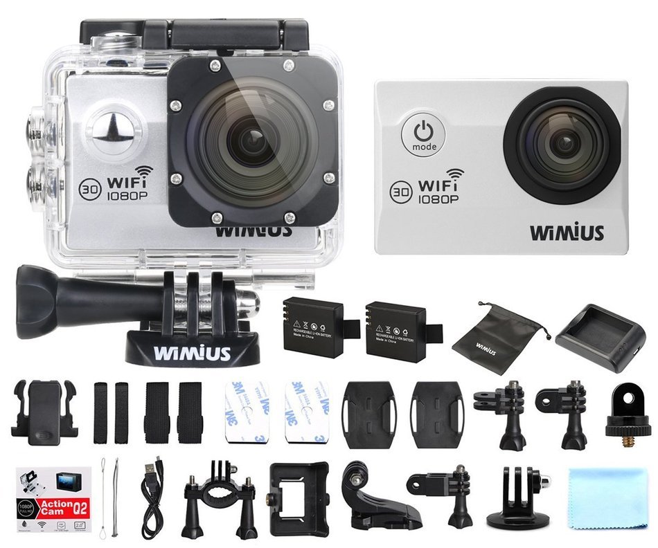 WiMiUS Sports Camera 1080P WiFi 2.0'' Waterproof Action Camera 12MP HD Camcorder 170&deg; wide-angle+Bonuses(Q2-Silver) N4