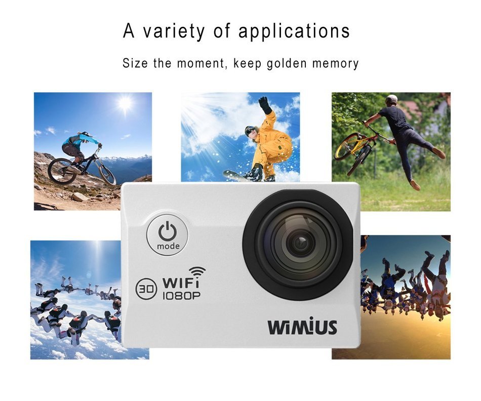 WiMiUS Sports Camera 1080P WiFi 2.0'' Waterproof Action Camera 12MP HD Camcorder 170&deg; wide-angle+Bonuses(Q2-Silver) N7