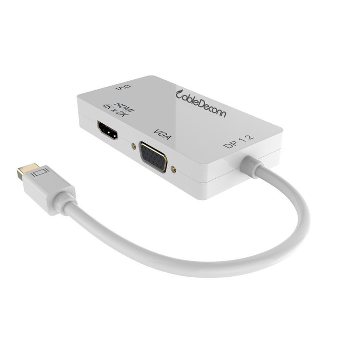 CableDeconn Mini DisplayPort Adapter, 3-in-1 Mini DisplayPort to DVI VGA HDMI TV HDTV Adapter Converter Full 4k... N5