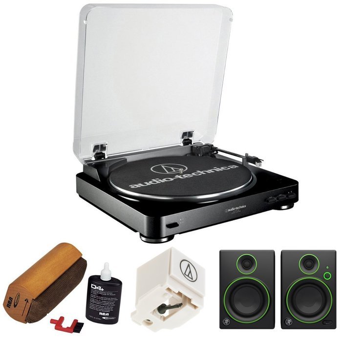 Audio-Technica Fully Automatic Stereo Turntable System- Black (AT-LP60bk) with Record Cleaning Fluid System, Replacement... N2