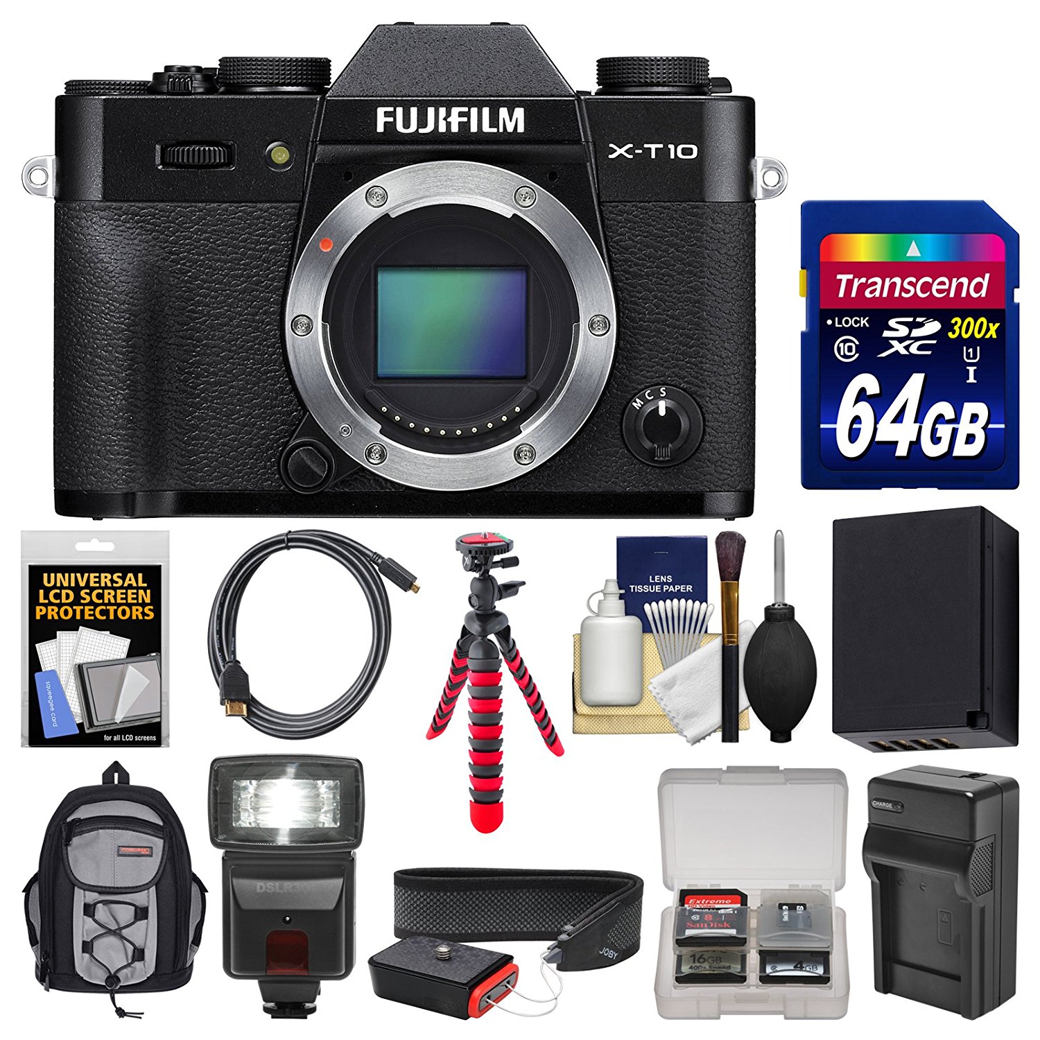 Fujifilm X-T10 Digital Camera & 16-50mm II XC Lens (Black) With 64GB ...