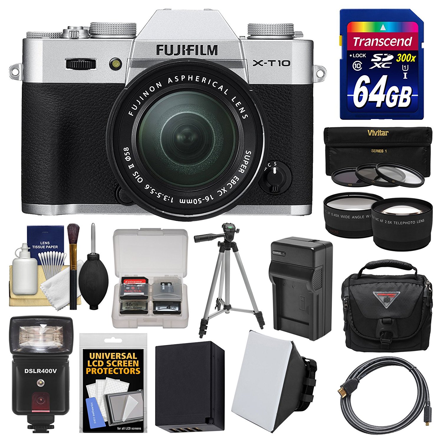 Fujifilm X-T10 Digital Camera & 16-50mm II XC Lens (Black) With 64GB ...