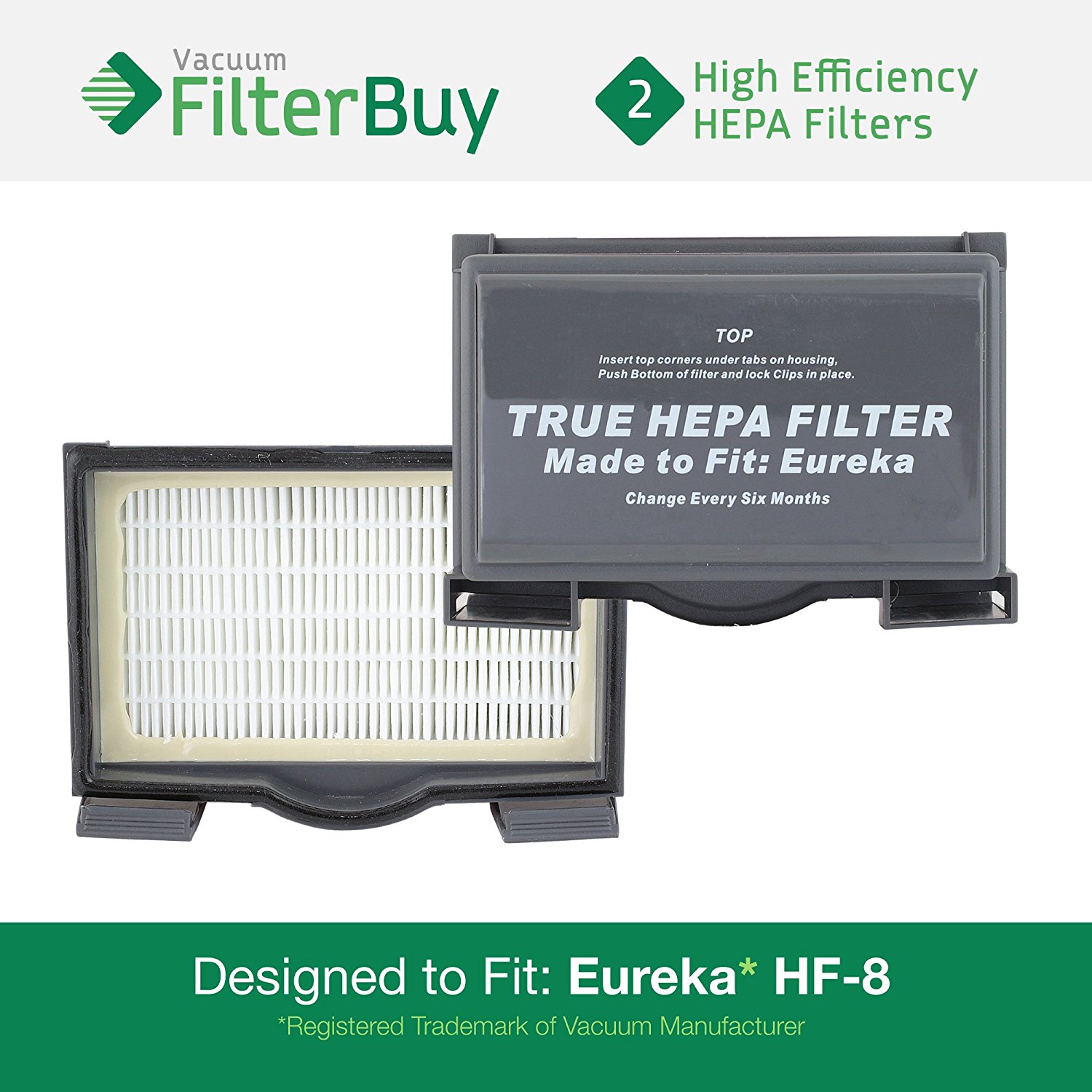 2 - Eureka HF8 (HF-8) Mighty Mite HEPA Replacement Filters, Part ...