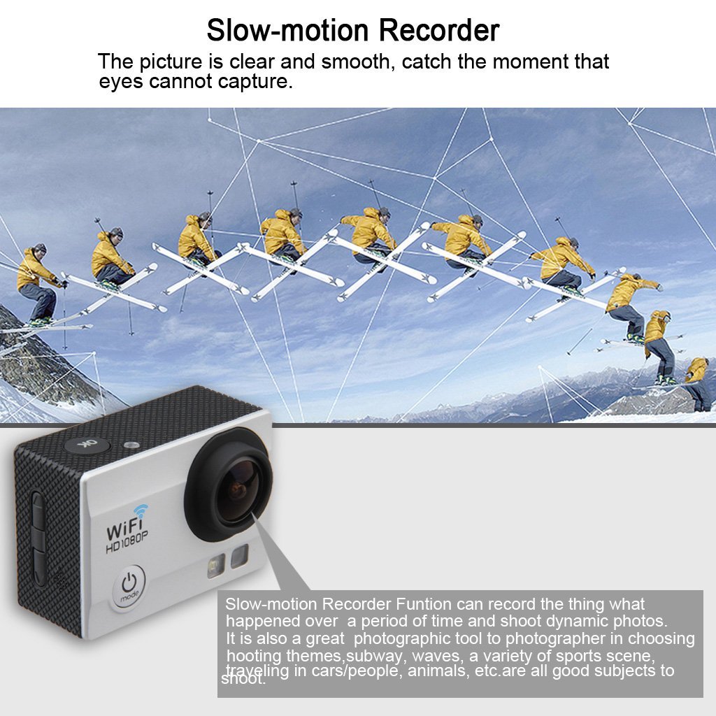 Excelvan Q5 12MP Mini Wifi Action Sports Camera with 2-Inch HD LCD 170 ...