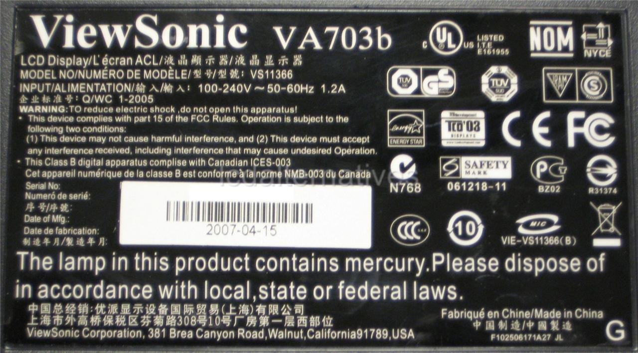 Repair Kit, Viewsonic VA703b, LCD Monitor, Capacitors, Not the Entire ...