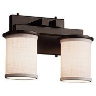 Justice Design Group Lighting FAB-8772-10-WHTE-DBRZ Textile Dakota 2-Light Bath Bar Dark Bronze Finish and White...