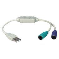 QVS 1FT USB TO PS/2 FOR KEYBOARD AND MOUSE ADAPTOR CABLE / USB-PS2YB /