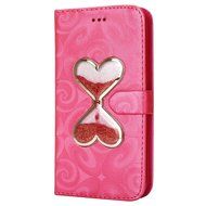 Galaxy S6 Edge Wallet Case, PHEZEN Bling Liquid Glitter Love Heart Floating 3D Hourglass Luxury Pu Leather Magnet... N8