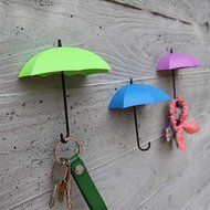 Toyofmine 3Pcs Colorful Umbrella Wall Hook Key Hair Pin Holder Organizer Decorative Decor (red pink yellow) N2