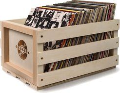Crosley AC1004A-NA Record Storage Crate Holds up to 75 Albums, Natural