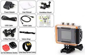 Full HD Sports Camera &#039;Purview&#039; - 1080p, 30FPS, Wi-Fi, Wrist Strap Remote, 170 Degree Lens, IP68 Waterproof N7