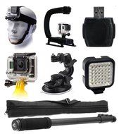 GoPro HERO4 Hero 4 Black Silver Enthusiast Accessories Bundle includes Head Helmet Mount + Stabilization Handle... N3