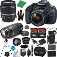 Canon Rebel T5 Camera + 18-55mm IS + 75-300mm III + 2pcs 16GB Memory + Case + Memory Reader + Tripod + Starter...