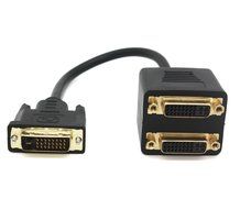 DVI Splitter Cable, DVI-I Male to 2 DVI-I Female Converter Adapter Cable, 24+1 Male to Dual 24+5 Female N3