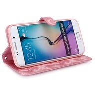 Galaxy S6 Edge Wallet Case, PHEZEN Bling Liquid Glitter Love Heart Floating 3D Hourglass Luxury Pu Leather Magnet... N13