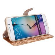 Galaxy S6 Edge Wallet Case, PHEZEN Bling Liquid Glitter Love Heart Floating 3D Hourglass Luxury Pu Leather Magnet... N16