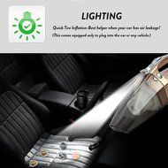 Car Dust Buster Hand Vac, TWOBIU(TM) 100W Vehicle Vacuum Cleaner with Tire Pressure Monitor Tire Inflation Flashlight-Gold