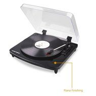 Musitrend LP 3-Speed Turntable Line Out Jacks to External Devices PC to Record Music LP-to-MP3, Glossy Piano Black