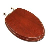 Comfort Seats C3B2E115BN Decorative Oak Wood Elongated Toilet Seat with Brushed Nickel Hinges, American Cherry...