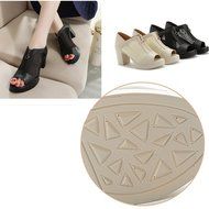 Spritech(TM) Women Girl Summer Net Yarn Stripe PU Leather Open Toe Platform Peep Toe Bootie Flat Shoes Black 39 N23