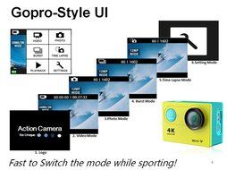 Bolve Action Camera H9 Wifi Action Camera 4K 60fps Ultra-HD 170 Degree Wide Angle Lens Mini Sport Bike Car Recorder_Gold N7