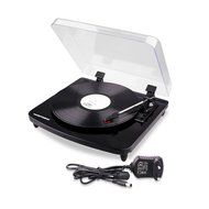 Musitrend LP 3-Speed Turntable Line Out Jacks to External Devices PC to Record Music LP-to-MP3, Glossy Piano Black N2